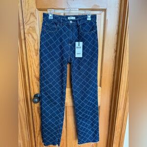 Oat high rise wide leg diamond pattern jeans. NWT